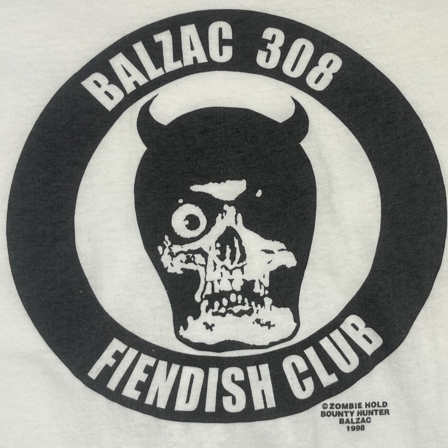 Bounty Hunter x Balzac 1998 Fiendish Club Member White Tee - Size Medium