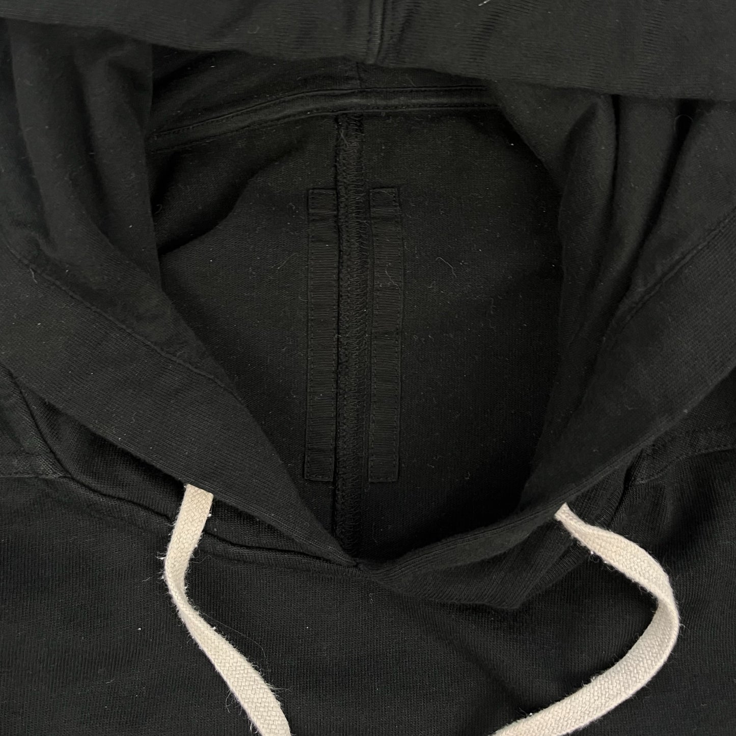 Rick Owens DRKSHDW Cropped Black Eyelet Pullover Hoodie - Size Large