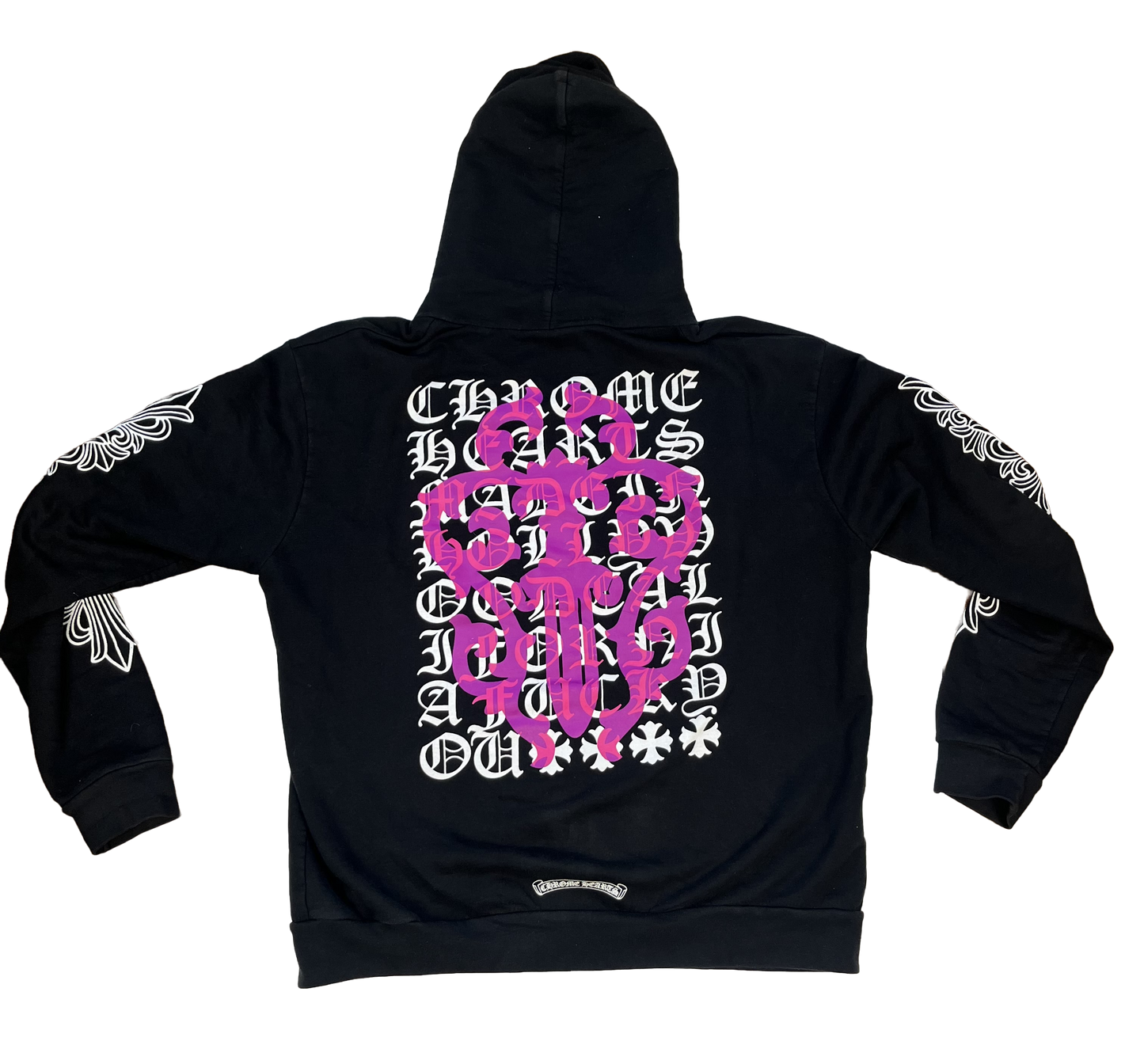 Chrome Hearts ‘Pink Dagger And Eye Chart’ Zip Up Hoodie Black - Size