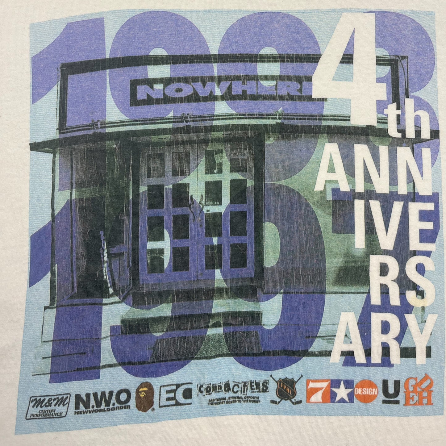 NOWHERE 1997 4-Year Anniversary White Tee Shirt - Size Large