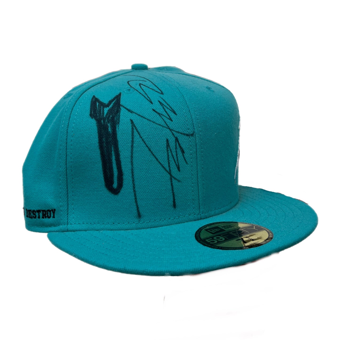 Futura Signed Supreme Search and Destroy Teal Hat - Size 7 1/2