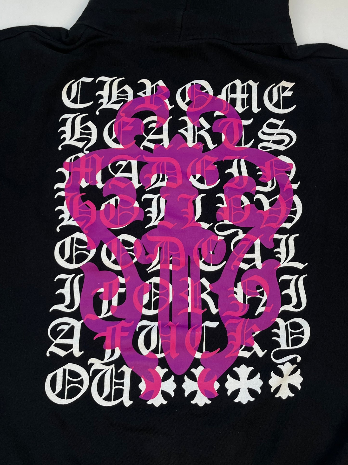 Chrome Hearts ‘Pink Dagger And Eye Chart’ Zip Up Hoodie Black - Size