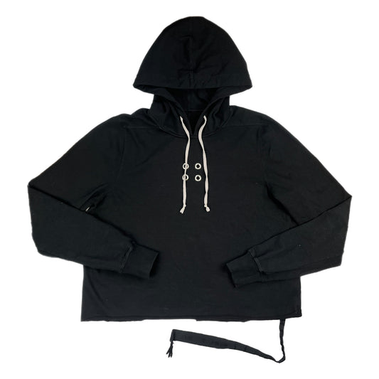 Rick Owens DRKSHDW Cropped Black Eyelet Pullover Hoodie - Size Large